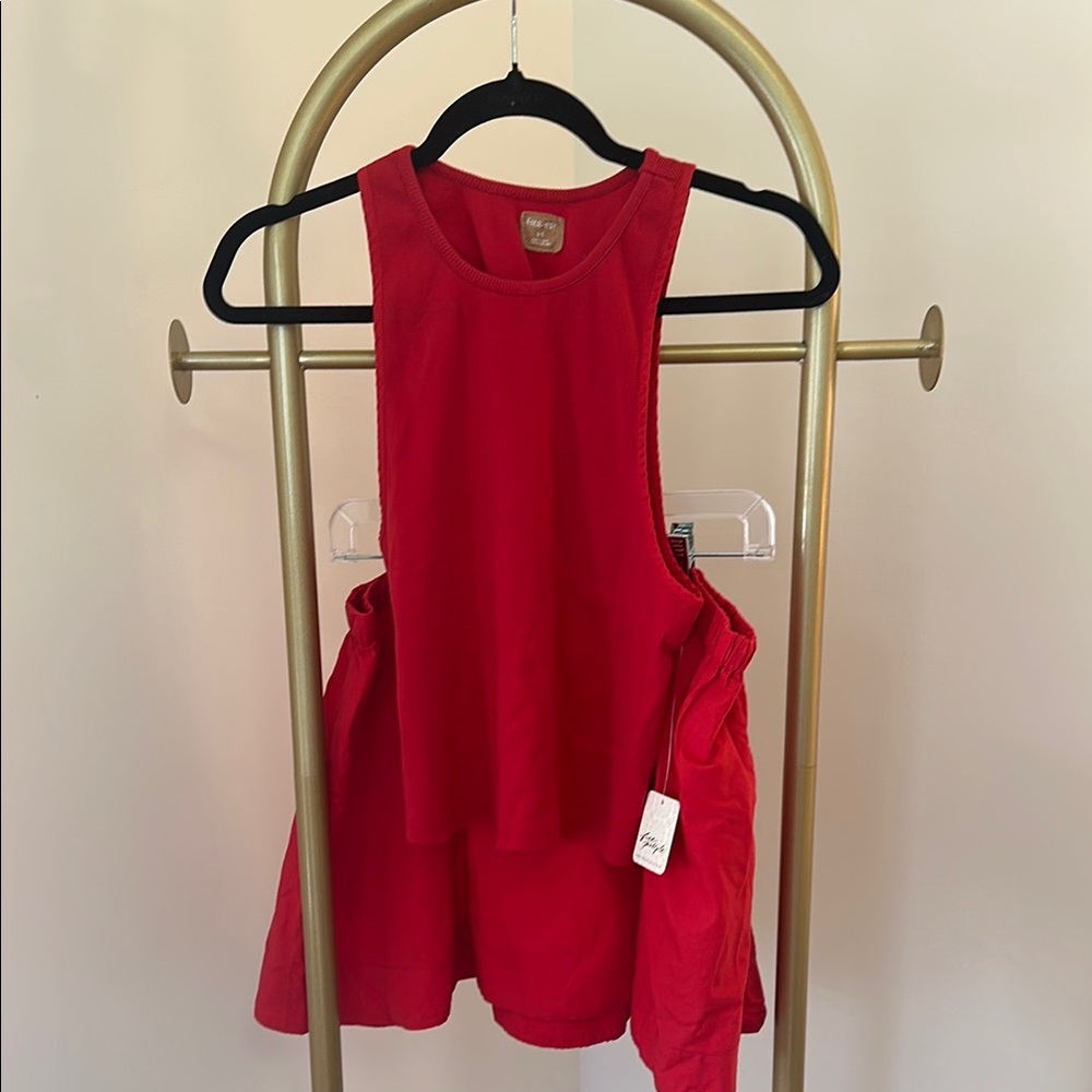 Free People Red Sleeveless Tank Top